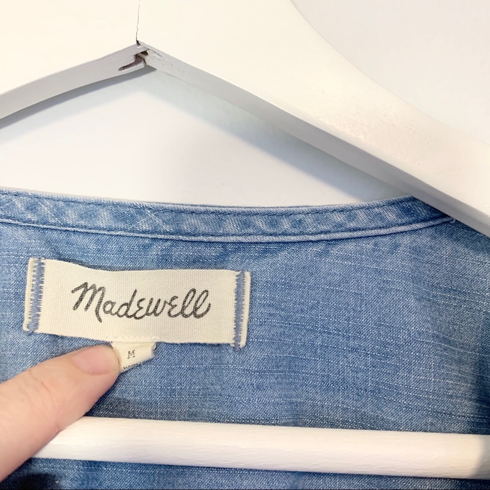 Madewell Denim Shirred-Sleeve Wrap Dress chambray - Picture 6 of 8